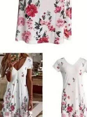 Ladies size XXL white short sleeve floral print dress 10.00